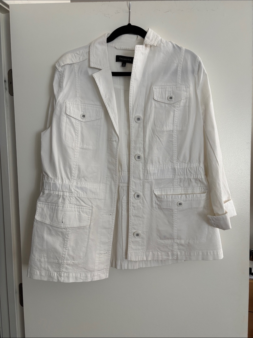 Talbots Off-White Utility Jacket with Flap Pockets